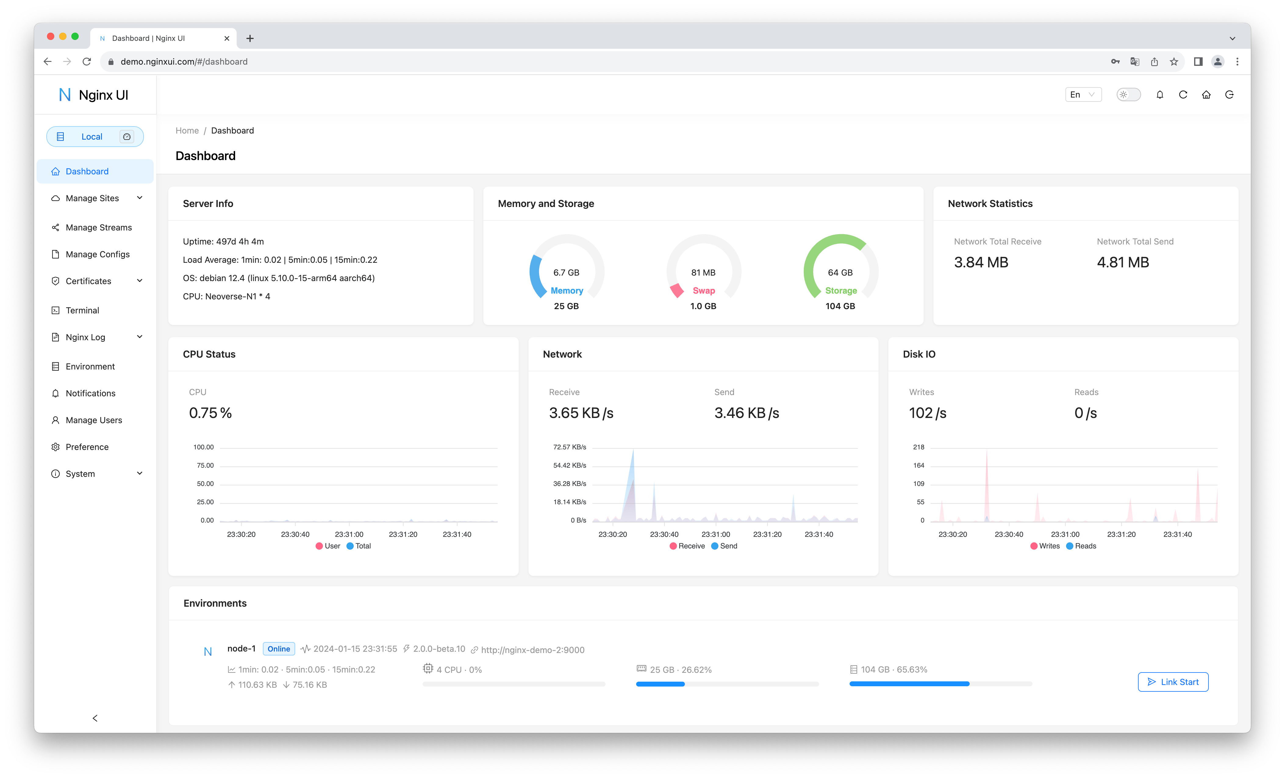 Nginx UI dashboard (English)