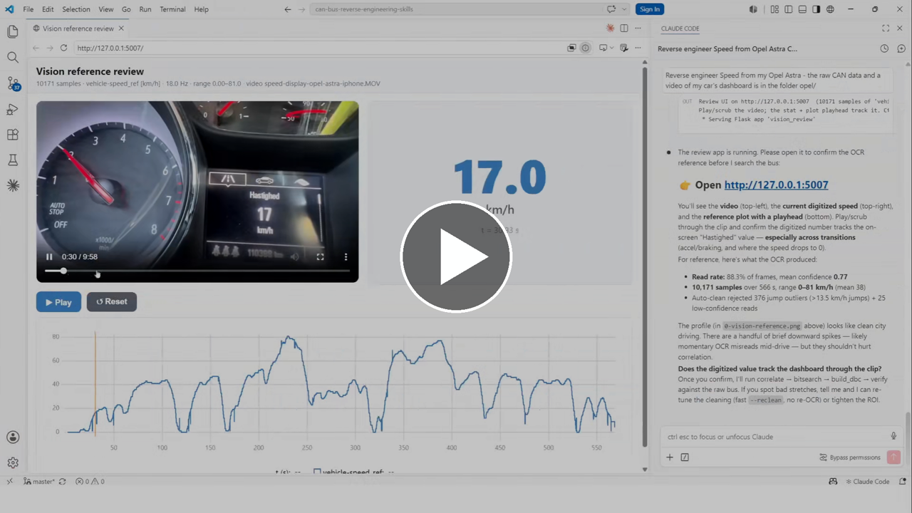 Watch the CAN bus reverse engineering demo