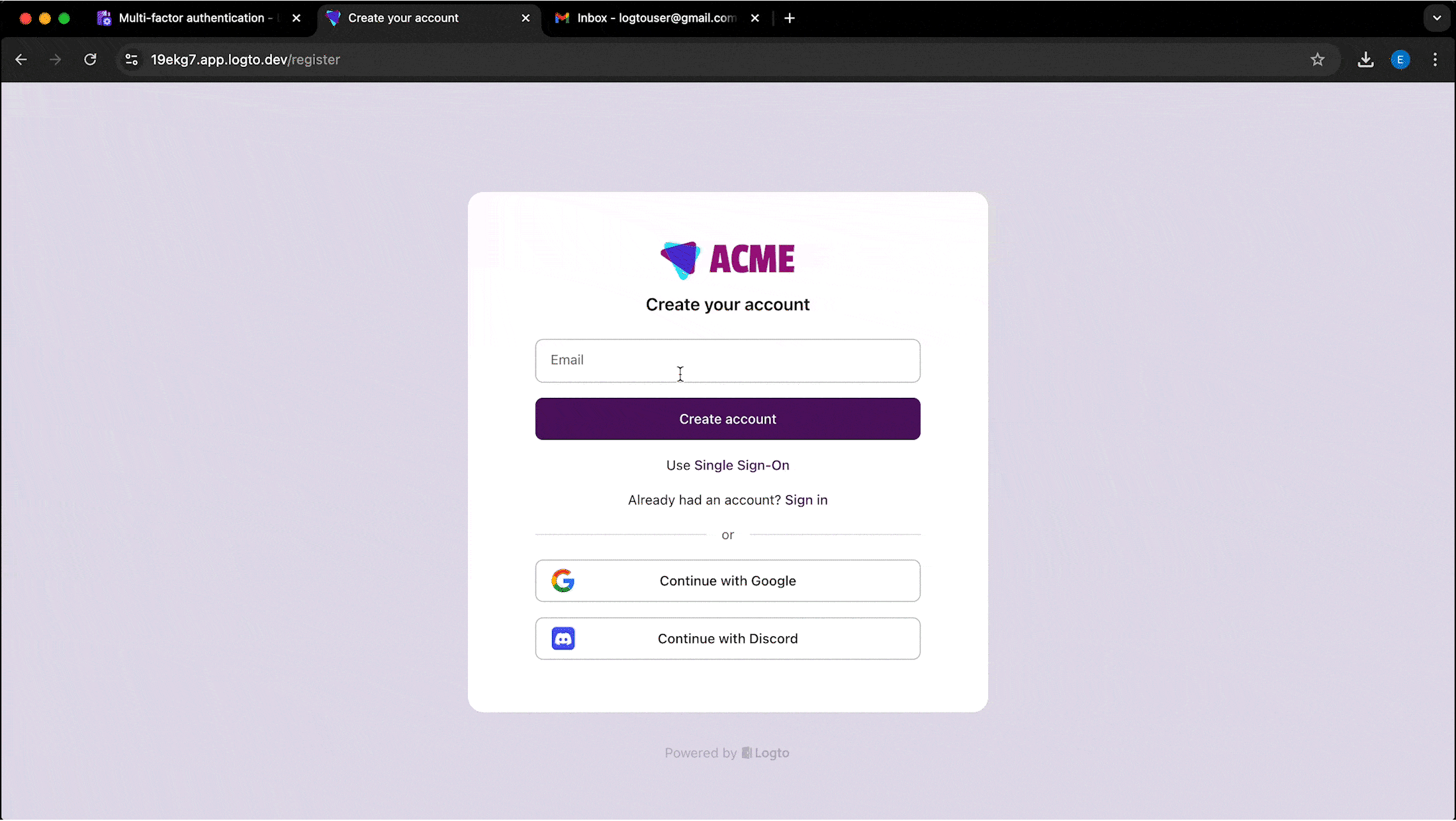 Logto sign-in experience showcase