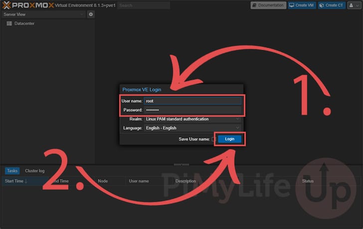 Login to Proxmox VE