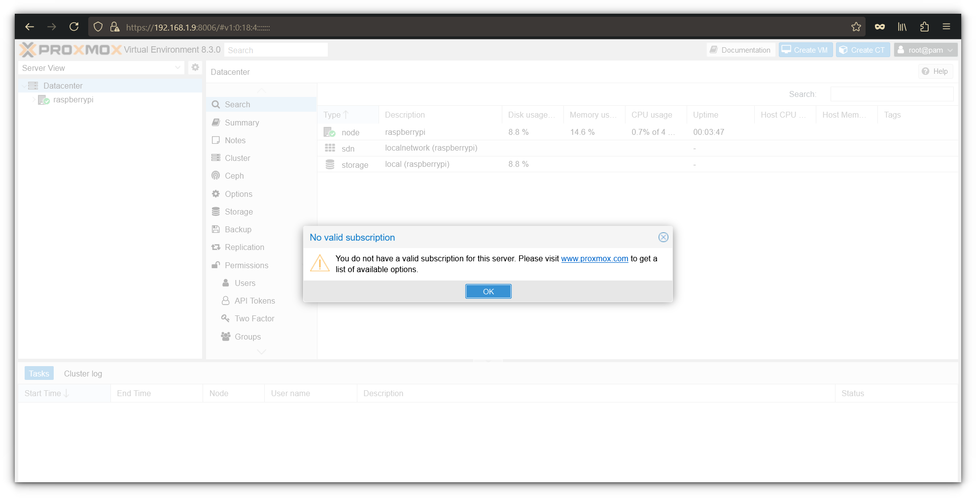 Proxmox invalid subscription prompt