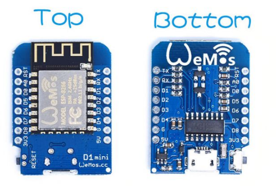 ESP8266 D1 Mini pinout (front)