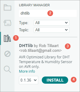 Arduino Library Manager — DHTlib