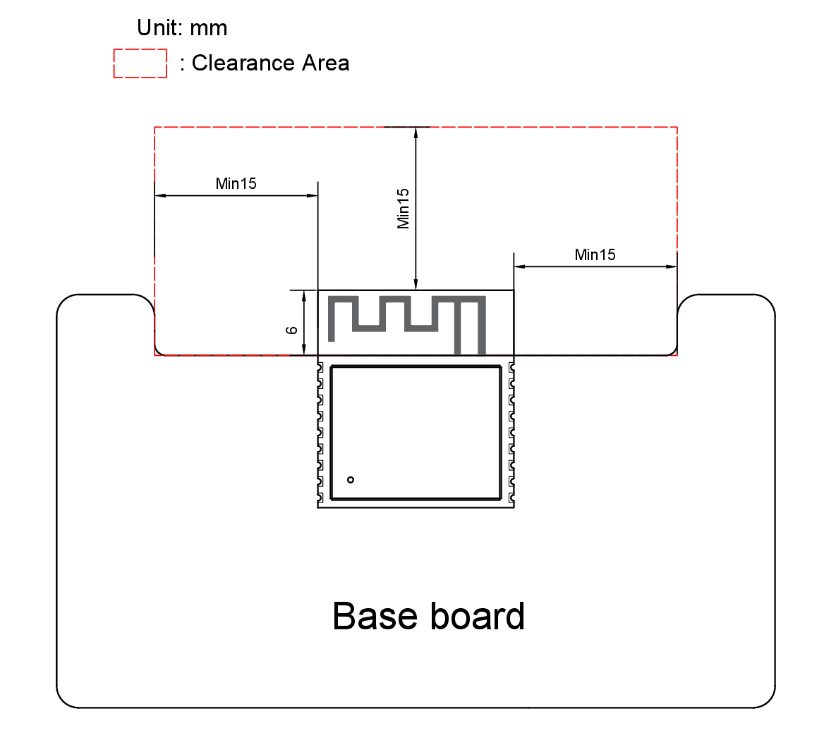 Antenna keep-out on base board