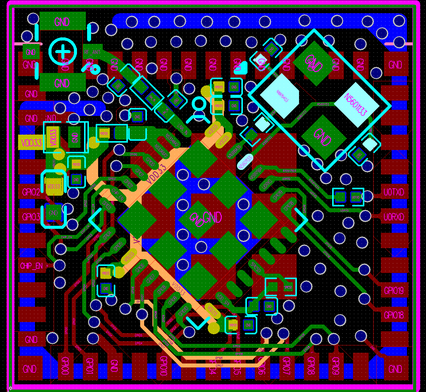 ESP32-C3 reference PCB layout example