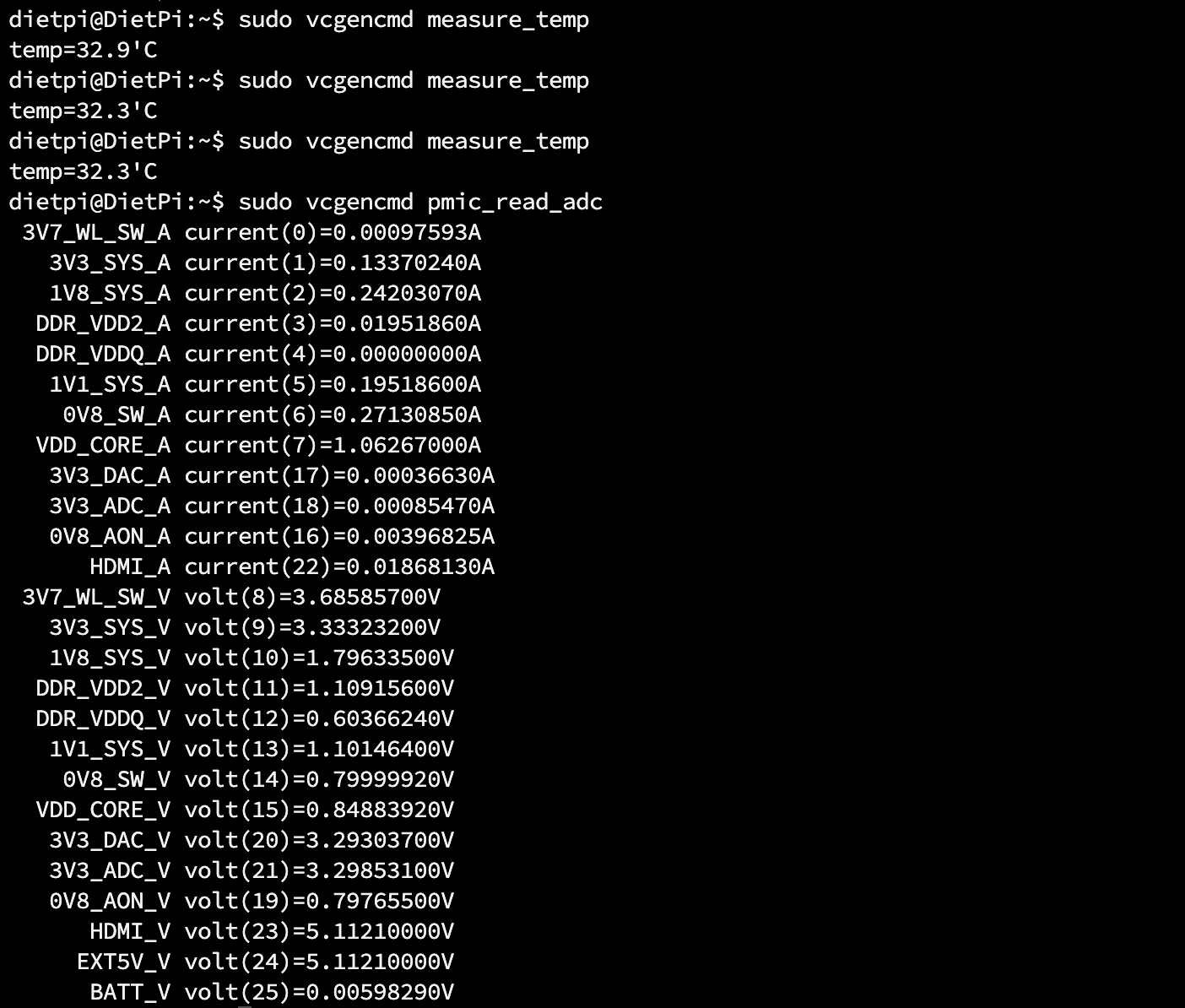 vcgencmd commands
